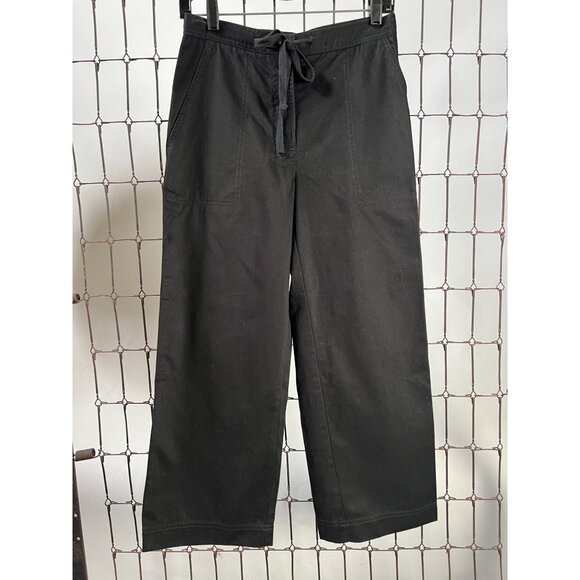 Jones New York Sport Womens Black Cotton Wide-Leg Pants With Drawstring Size 4 - Picture 1 of 16